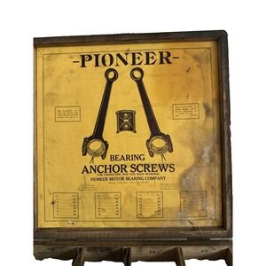 Vintage Pioneer Automotive Bearing Anchor Screw Display Case With Screws